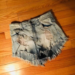 Distressed Denim Shorts